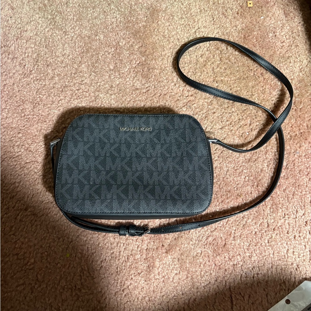 Michael Kors Charcoal Logo Crossbody Bag
